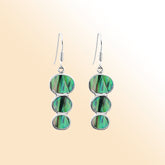 Sterling silver abalone shell earrings with triple round drop design, handcrafted in Bali
